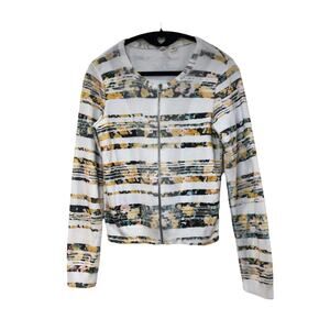 Anthropologie Moth Cardigan Size XS Sweater Full Zip White Floral Career
